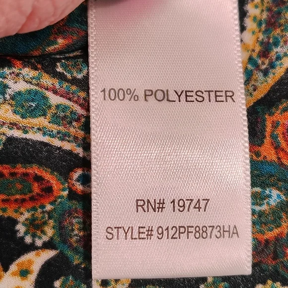 Counterparts Blouse Women's Size LG Paisley Print Flutter Sleeve Boho Career - Picture 7 of 8